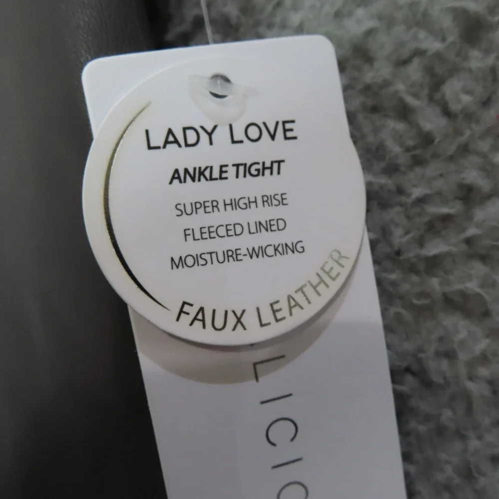 Yogalicious Lady Love Faux Leather Ankle Tight Leggings Pavement‎ Grey Large NEW